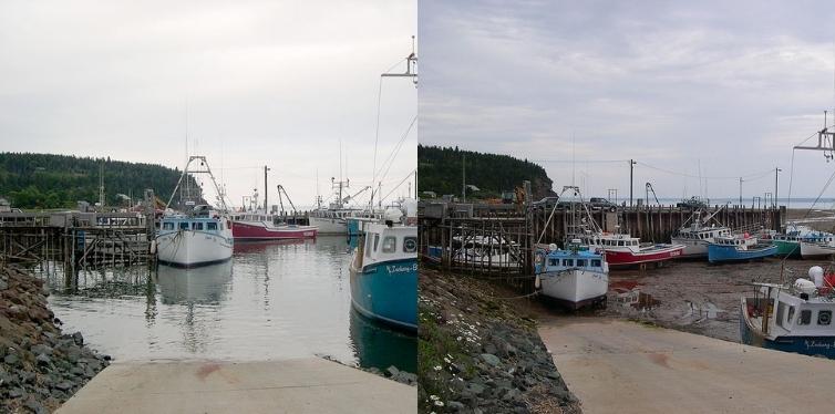 High tides and low tides with boats